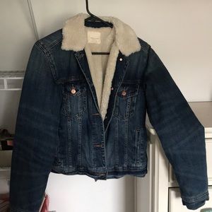 American eagle fur lined denim jacket